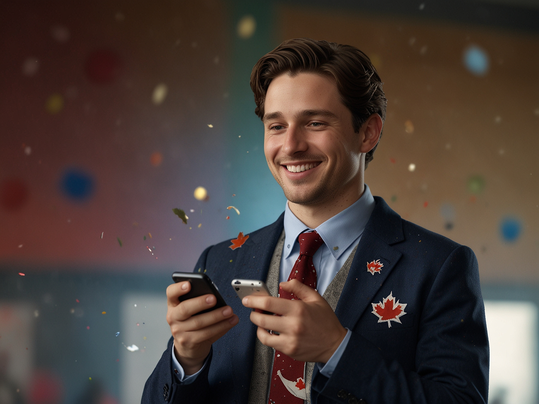 Happy player with smartphone claiming bonus